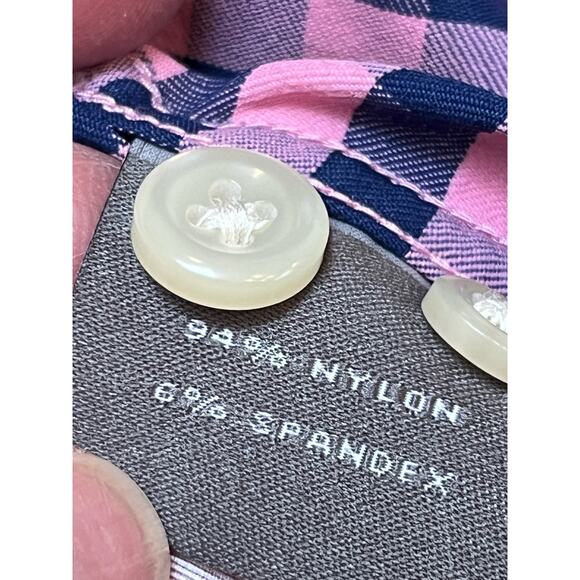 Peter Millar Men's Size Large Blue/Pink Checked Summer Comfort Long Sleeve Shirt - Picture 3 of 7